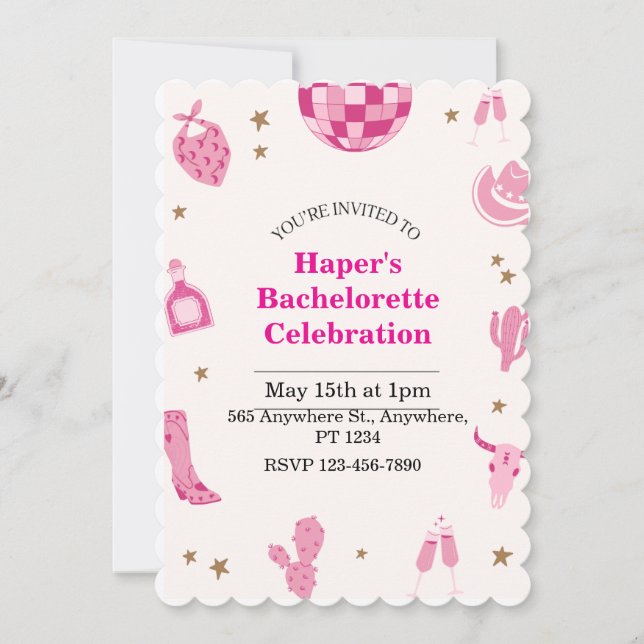 Invitation branchée Bachelorette Party (Devant)