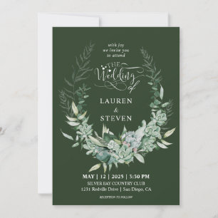 Invitation Branchement vert foncé sur mesure en dehors des fl