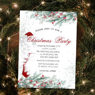 Invitation Branches Baies,Verre,Noël d'entreprise