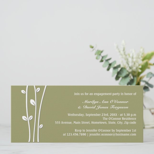 Invitation Branches blanches en feuilles (Debout devant)