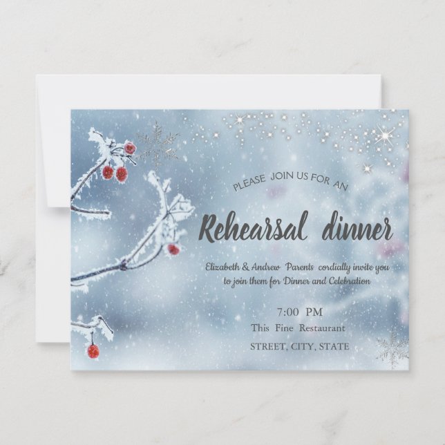 Invitation Branches Bleues Soirée de Répétition Winter Wonder (Devant)