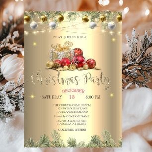Invitation Branches,Cadeaux,Boules,Guirlandes Lumineuses Noël