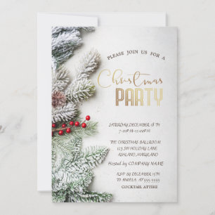 Invitation Branches Chic Pine Tree Snow Christmas Company I