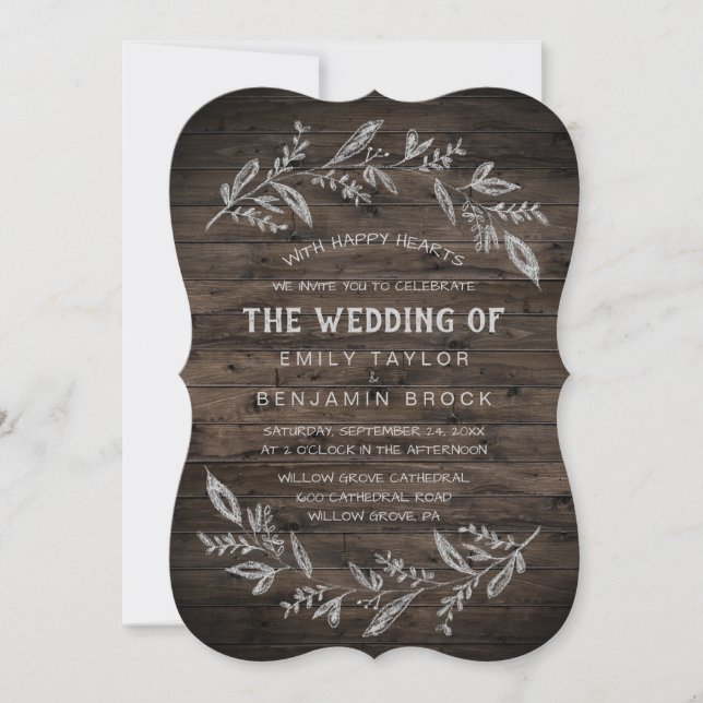 Invitation Branches courbes | Bois Le Mariage De (Devant)