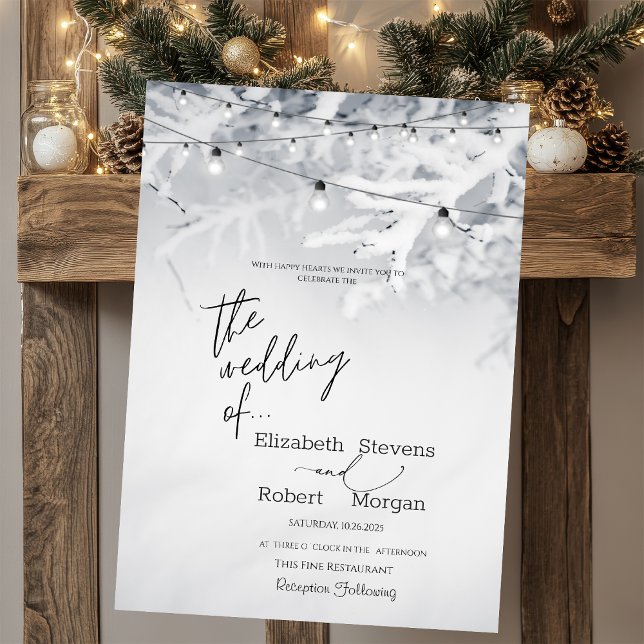 Invitation Branches d'arbres hivernaux Mariage enneigé (Créateur téléchargé)