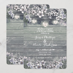 Invitation Branches de cerisier en fleurs d'hiver et mariage 