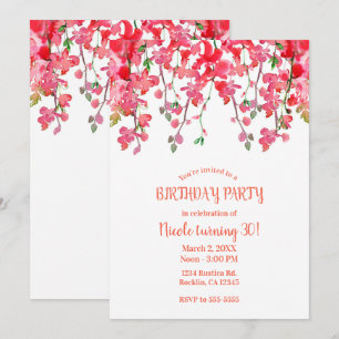 Invitation Branches de fleurs d'orchidées corail de printemps