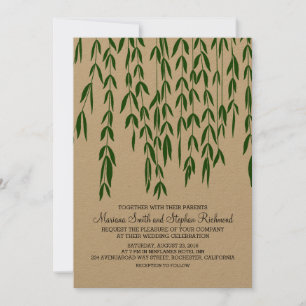 Invitation Branches de l'arbre à saule Mariage en papier Kraf