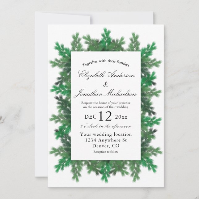 Invitation Branches de l'arbre d'hiver Mariage photo (Devant)