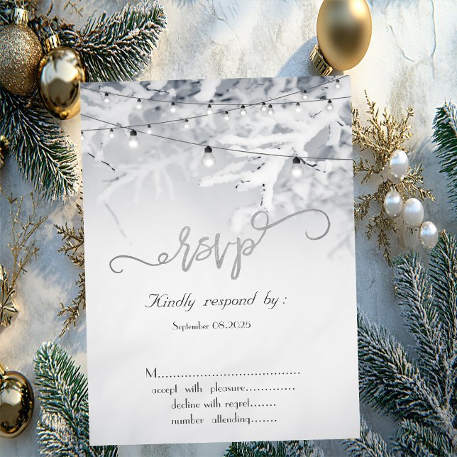 Invitation Branches de neige d'hiver Mariage RSVP (Créateur téléchargé)