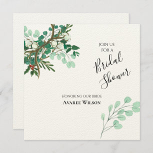 Invitation Branches de Noël Douche rouge et verte