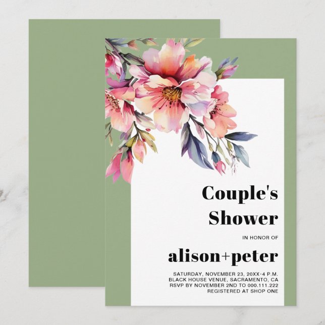 Invitation Branches de rhododendron avec fleurs pour la fête  (Devant / Derrière)