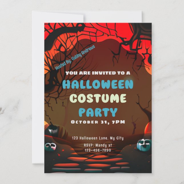 Invitation Branches déplaisantes du paysage rouge Sun Hallowe (Devant)