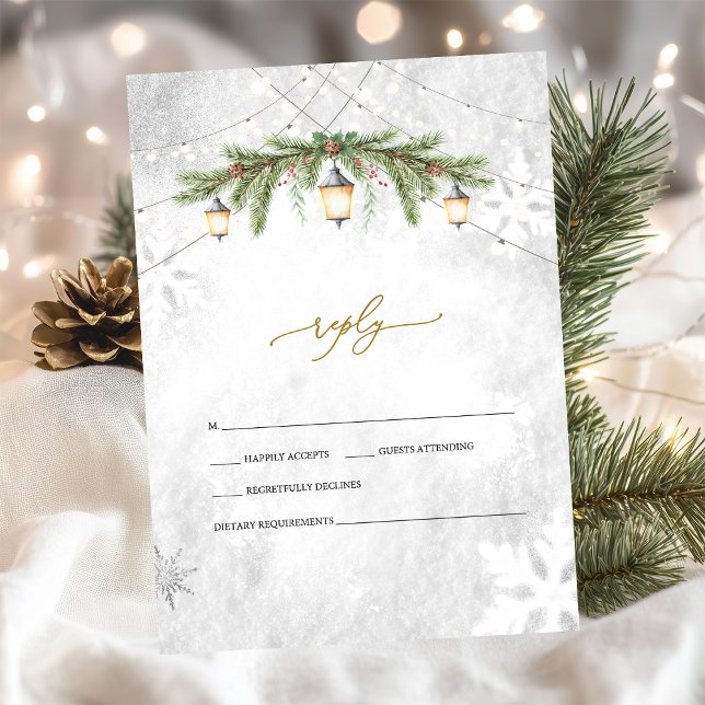 Invitation Branches d'hiver Lantern Snowflakes Mariage RSVP (Créateur téléchargé)