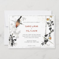 Branches d'oiseau japonais feuilles vintage