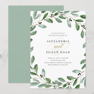 Invitation Branches d'olive peintes  Mariage d'aquarelle simp