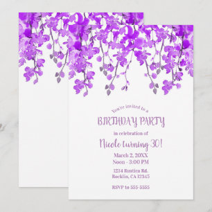 Invitation Branches d'orchidée violette Fête d'anniversaire f
