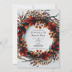 Invitation Branches et Feuilles Élégante Fleurie Automnale Ma