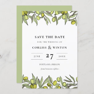 Invitation Branches olives modernes Enregistrer la date