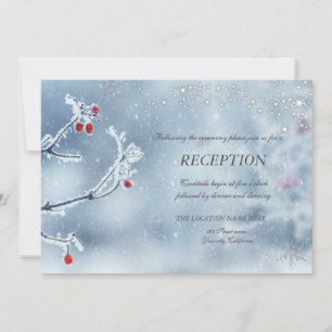 Invitation Branches Réception Bleue Hiver Merveilleux