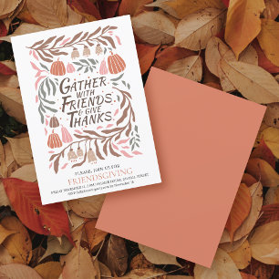 Invitation Branches rétro Boho et citrouille Friendsgiving