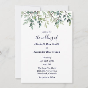 Invitation Branches simples et élégantes de mariage feuille
