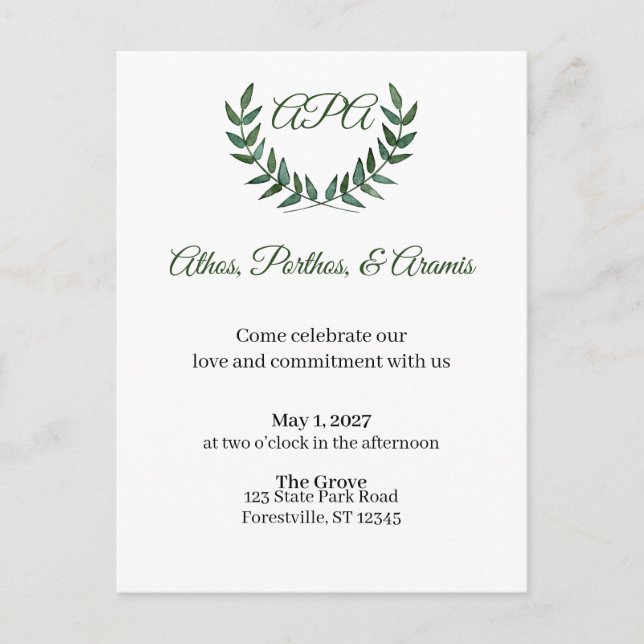 Invitation Branches Vertes (Devant)
