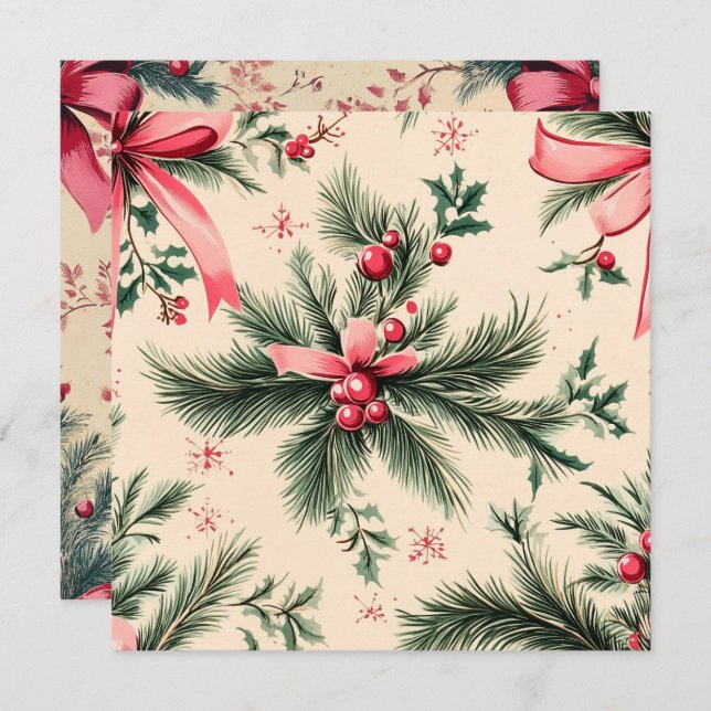 Invitation Branches Vintages de Pinkmas Imprimables Vaches et (Devant / Derrière)