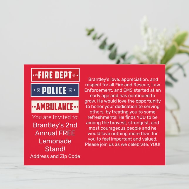 Invitation Brantley's Fire Police Ambulance Thunder_Cove Post (Debout devant)