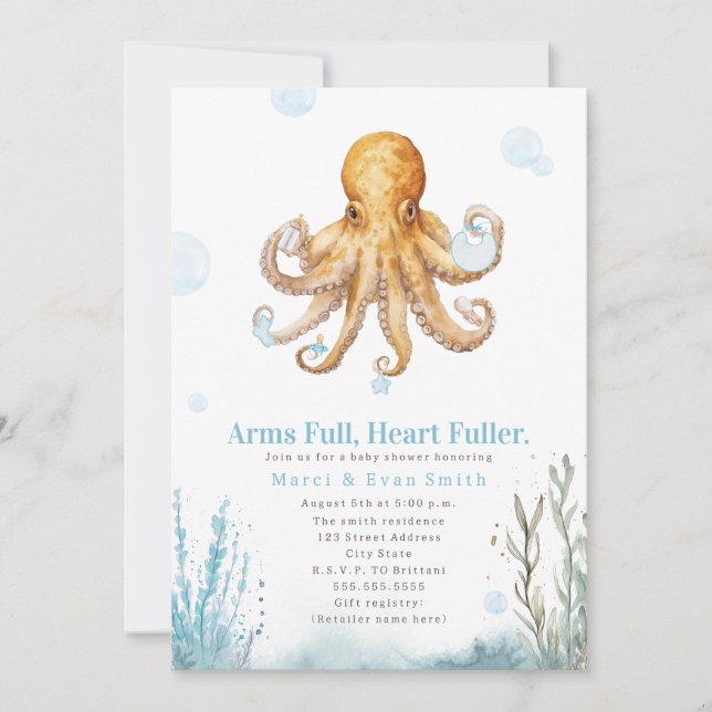 Invitation Bras pleins coeurs encore plus pleins Baby Shower  (Devant)