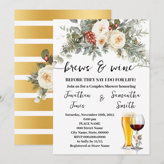 Invitation Brassages et vin avant que je fasse la douche de c (Devant / Derrière)