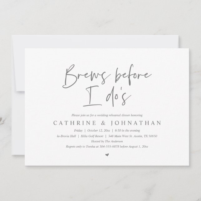 Invitation Brasse avant moi, Dîner de répétition Mariage (Devant)