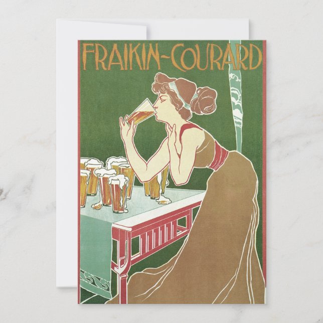 Invitation Brasserie Fraikin-Courard Vintage Art Nouveau Bièr (Devant)