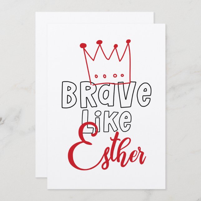 Invitation Brave Like Esther - Inspirant Art Juif Purim (Devant / Derrière)