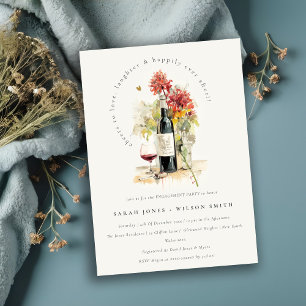 Invitation Bravo à aimer Vin Rouge Jaune Floral Fiançailles