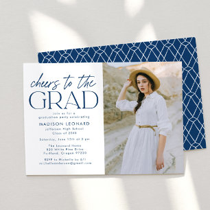 Invitation Bravo à la Grad Navy Photo Graduation Party