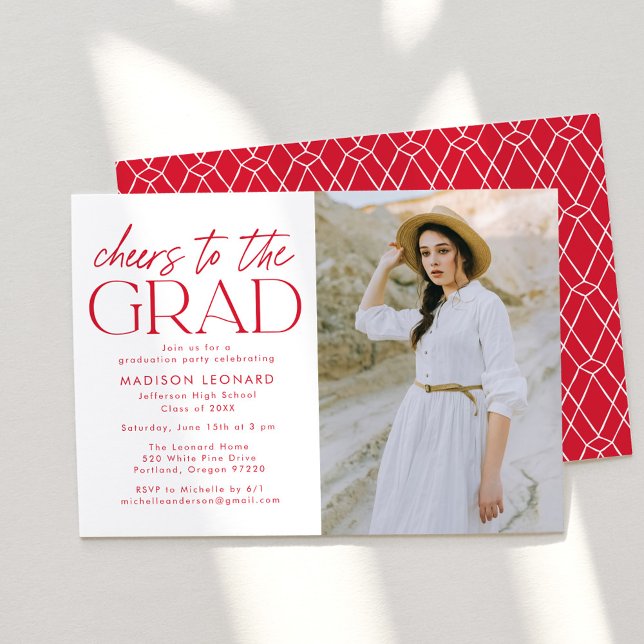 Invitation Bravo à la Grad Red Photo Graduation Party (Créateur téléchargé)