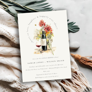 Invitation Bravo pour aimer Vin Rouge Floral Couples Douche