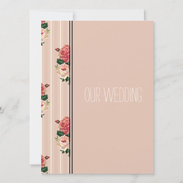 Invitation Brayures florales roses rose chrétien, religieux (Dos)