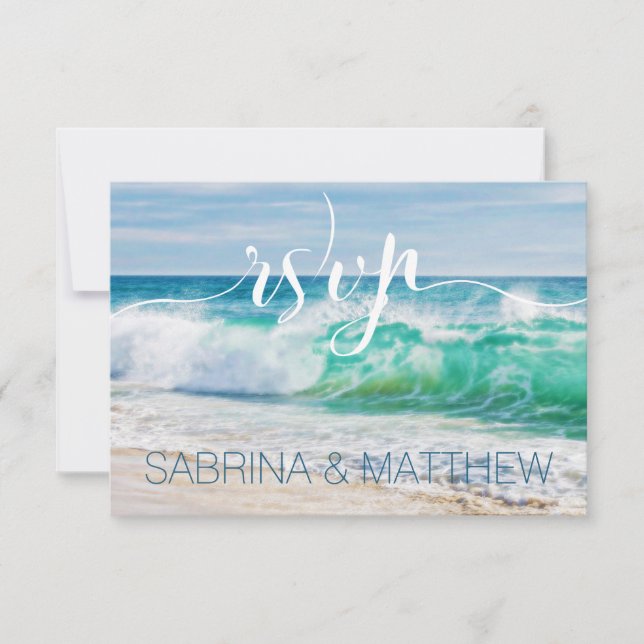 Invitation Breaking Waves Beach Wedding RSVP (Devant)