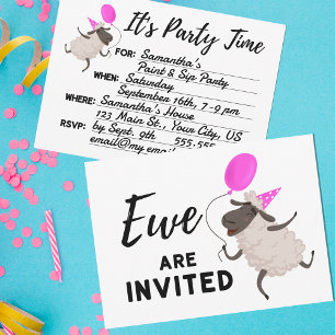 Invitation Brebis Rose Vous êtes Invités Fête de Toutes Occas