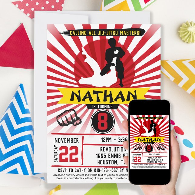 Invitation brésilienne Jiu Jitsu Martial Arts (Créateur téléchargé)