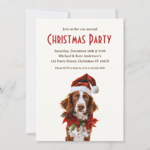 Invitation Bretagne Espagnol à Santa Hat Chien Fête de Noël