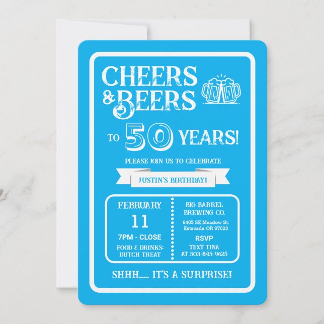 Invitation Brewery Surprise Cheers and Beers to 50 Years (Devant)