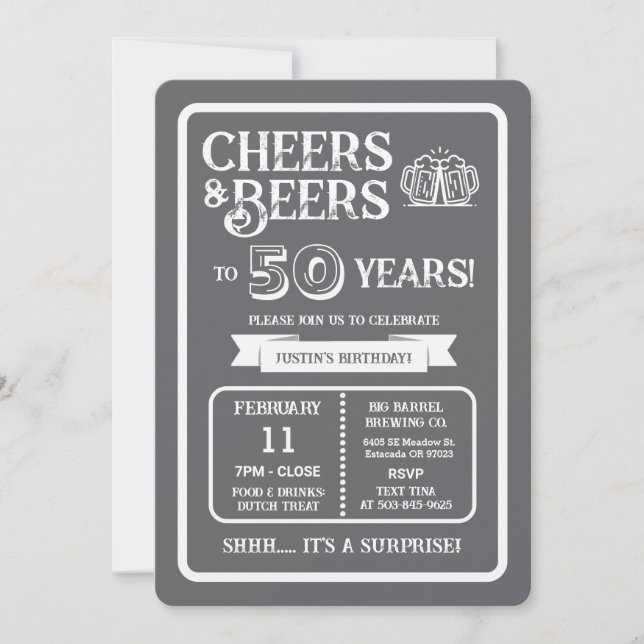 Invitation Brewery Surprise Cheers and Beers to 50 Years (Devant)