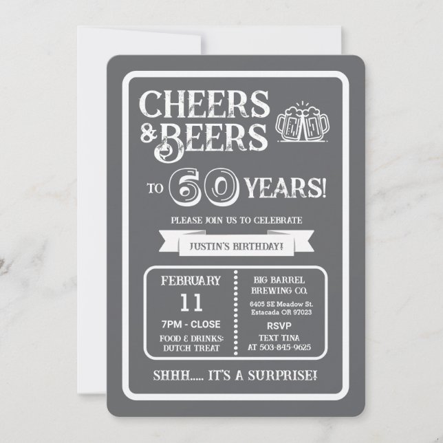 Invitation Brewery Surprise Cheers and Beers to 60 Years (Devant)