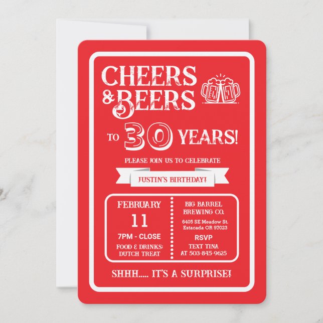 Invitation Brewery Surprise Trinque et Bières pour 30 Ans (Devant)
