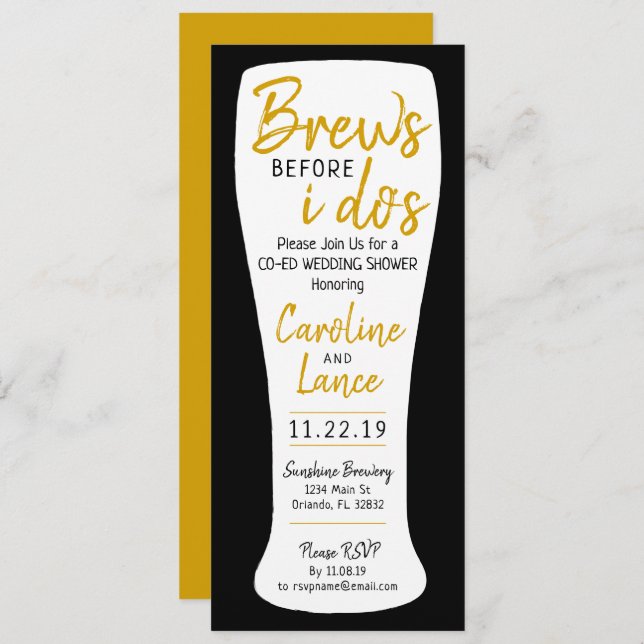 Invitation Brews Before I Do's Co-Ed Wedding shower (Devant / Derrière)