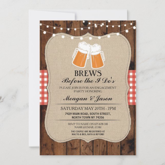 Invitation Brews Before The I Do's Red Couple's Shower Invita (Devant)