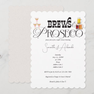 Invitation Brews et Prosecco Wedding shower de Couple